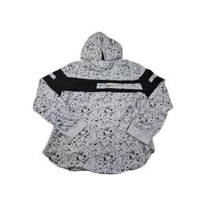 Mens Red Ape Black White Splatter Hooded Long Sleeve Shirt 3XL